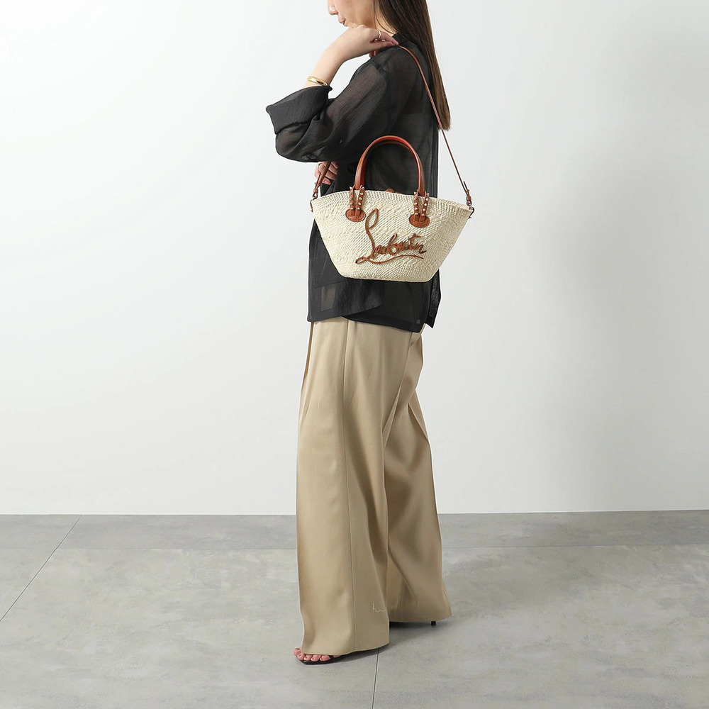 Christian Louboutin CABATA 2way Shoulder Bag Raffia x Leather CUOIO